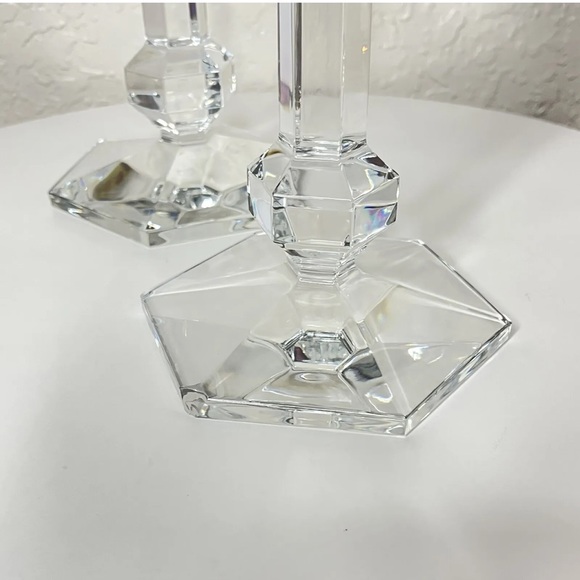 Set of 2 Val St Lambert GARDENIA Crystal Candle Stick Holders. - Picture 5 of 7